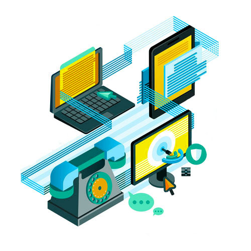 Imagen isométrica de alguém enviando email de um smartphone gigante